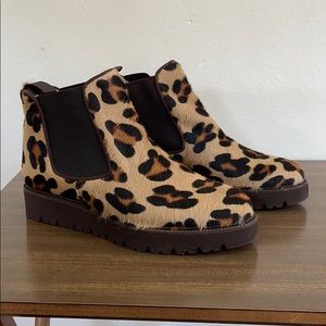 Ann Mashburn pony hair leopard print booties